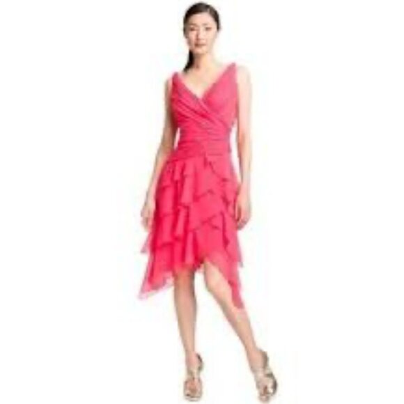 Tadashi Shoji Womens Elegant Layer Festive Dress Pink Size 16 - Picture 1 of 11